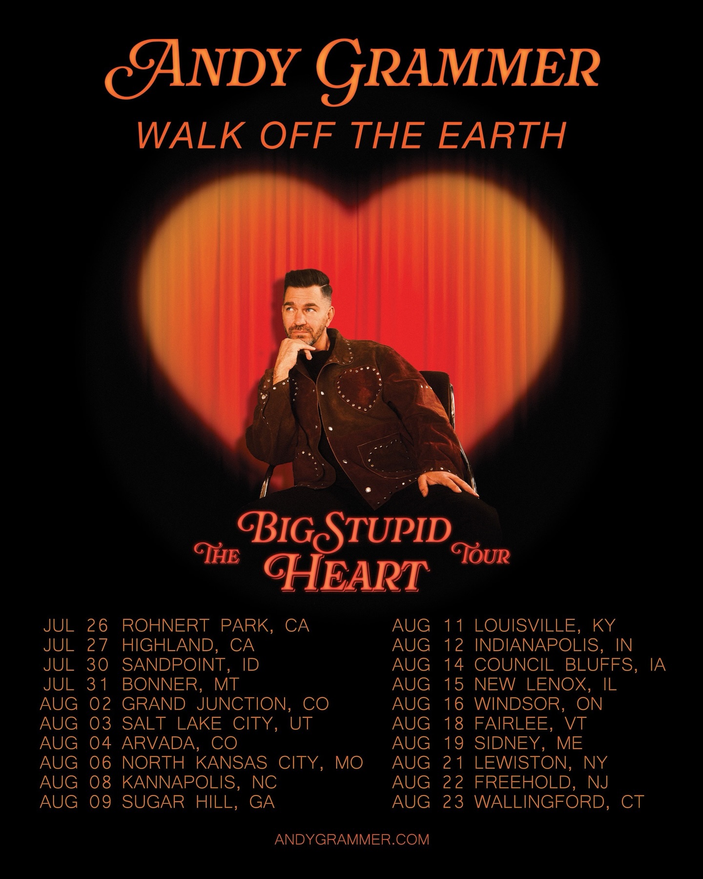 Andy Grammer The Big Stupid Heart Tour Poster 2026